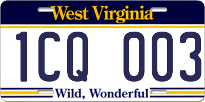 WV license plate 1CQ003