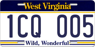 WV license plate 1CQ005