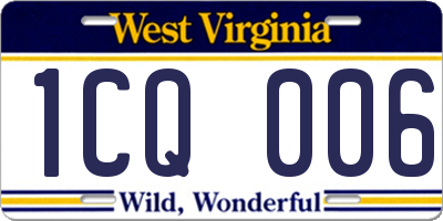 WV license plate 1CQ006