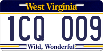 WV license plate 1CQ009