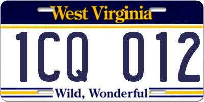 WV license plate 1CQ012