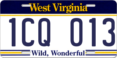 WV license plate 1CQ013