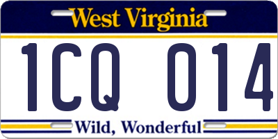 WV license plate 1CQ014
