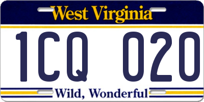 WV license plate 1CQ020