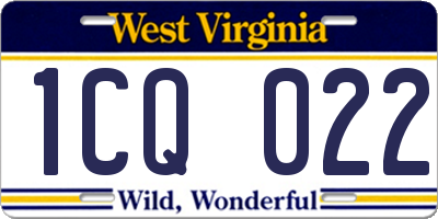 WV license plate 1CQ022