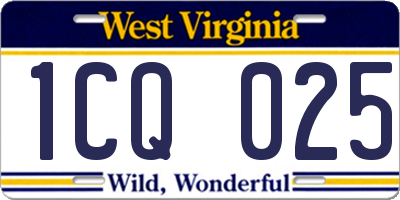 WV license plate 1CQ025
