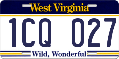 WV license plate 1CQ027