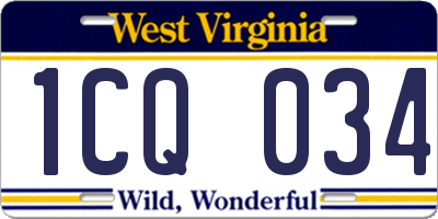 WV license plate 1CQ034