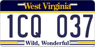 WV license plate 1CQ037
