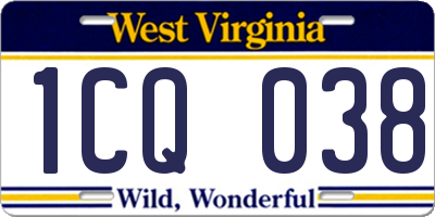 WV license plate 1CQ038