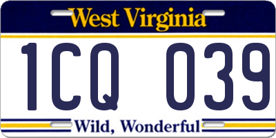 WV license plate 1CQ039