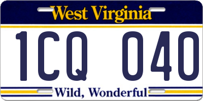 WV license plate 1CQ040