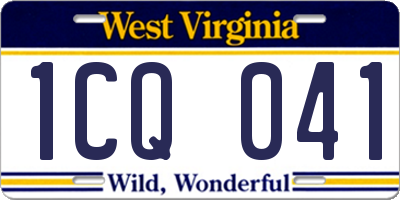 WV license plate 1CQ041