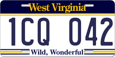 WV license plate 1CQ042