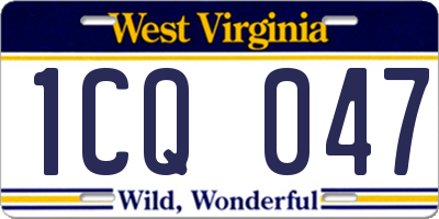 WV license plate 1CQ047