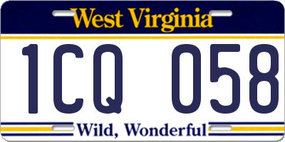 WV license plate 1CQ058