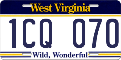 WV license plate 1CQ070