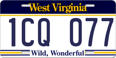 WV license plate 1CQ077