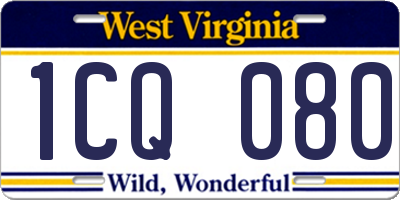 WV license plate 1CQ080