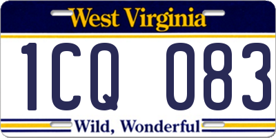 WV license plate 1CQ083