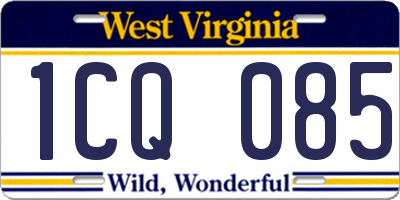 WV license plate 1CQ085