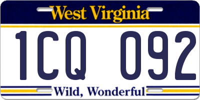 WV license plate 1CQ092