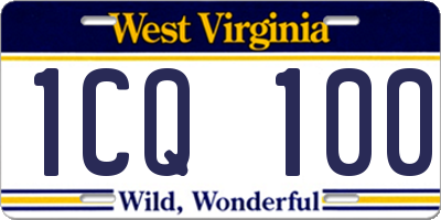 WV license plate 1CQ100