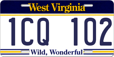 WV license plate 1CQ102