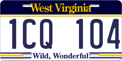 WV license plate 1CQ104