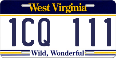 WV license plate 1CQ111