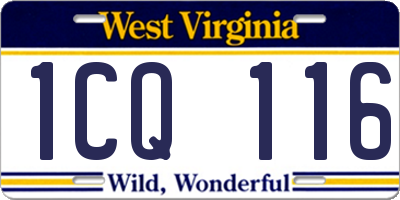 WV license plate 1CQ116