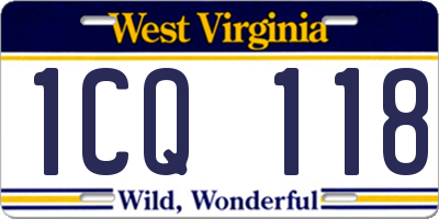 WV license plate 1CQ118