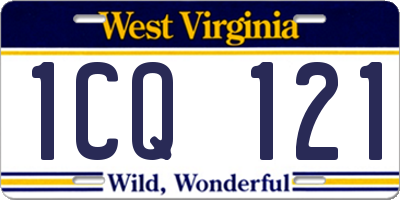 WV license plate 1CQ121