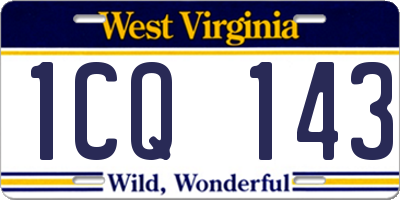 WV license plate 1CQ143