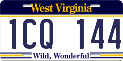 WV license plate 1CQ144