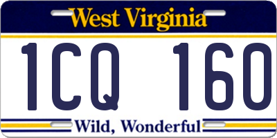 WV license plate 1CQ160