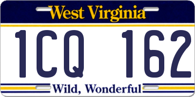 WV license plate 1CQ162
