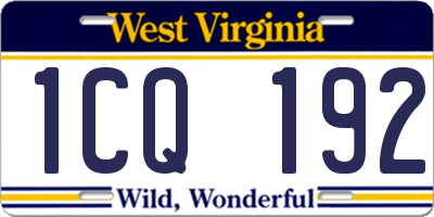 WV license plate 1CQ192