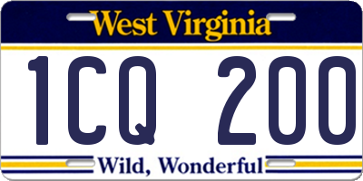 WV license plate 1CQ200