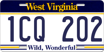 WV license plate 1CQ202