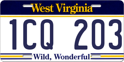 WV license plate 1CQ203