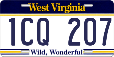 WV license plate 1CQ207