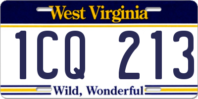 WV license plate 1CQ213
