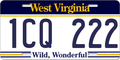 WV license plate 1CQ222