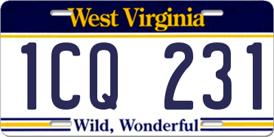 WV license plate 1CQ231