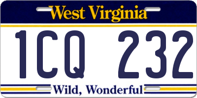 WV license plate 1CQ232