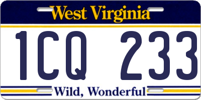 WV license plate 1CQ233