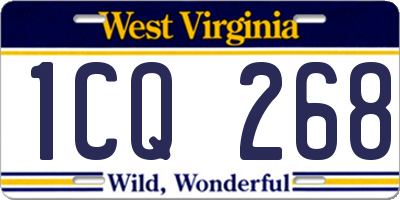 WV license plate 1CQ268