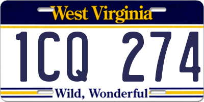 WV license plate 1CQ274