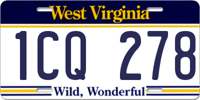WV license plate 1CQ278
